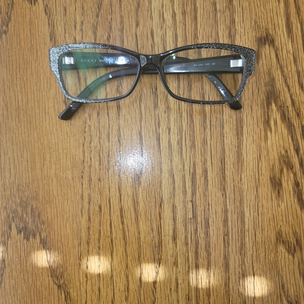 NWOT Gucci GG 3203 Yho Black Glitter  Rectangular Optical Frames Eyeglasses - Picture 6 of 12